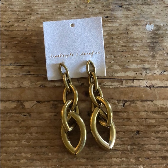NWT Free People Serefina Link Dangle Earrings Gold - Picture 3 of 6